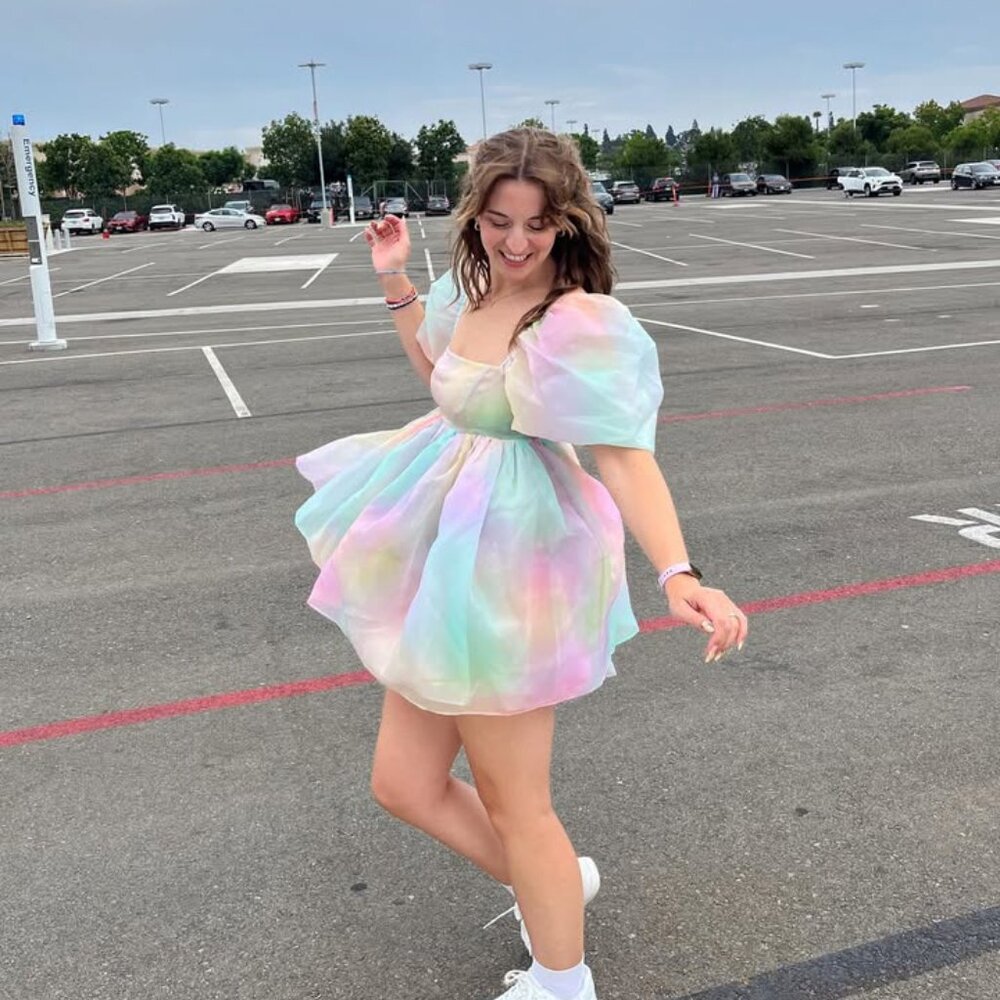 Selkie Rainbow Puff Dress